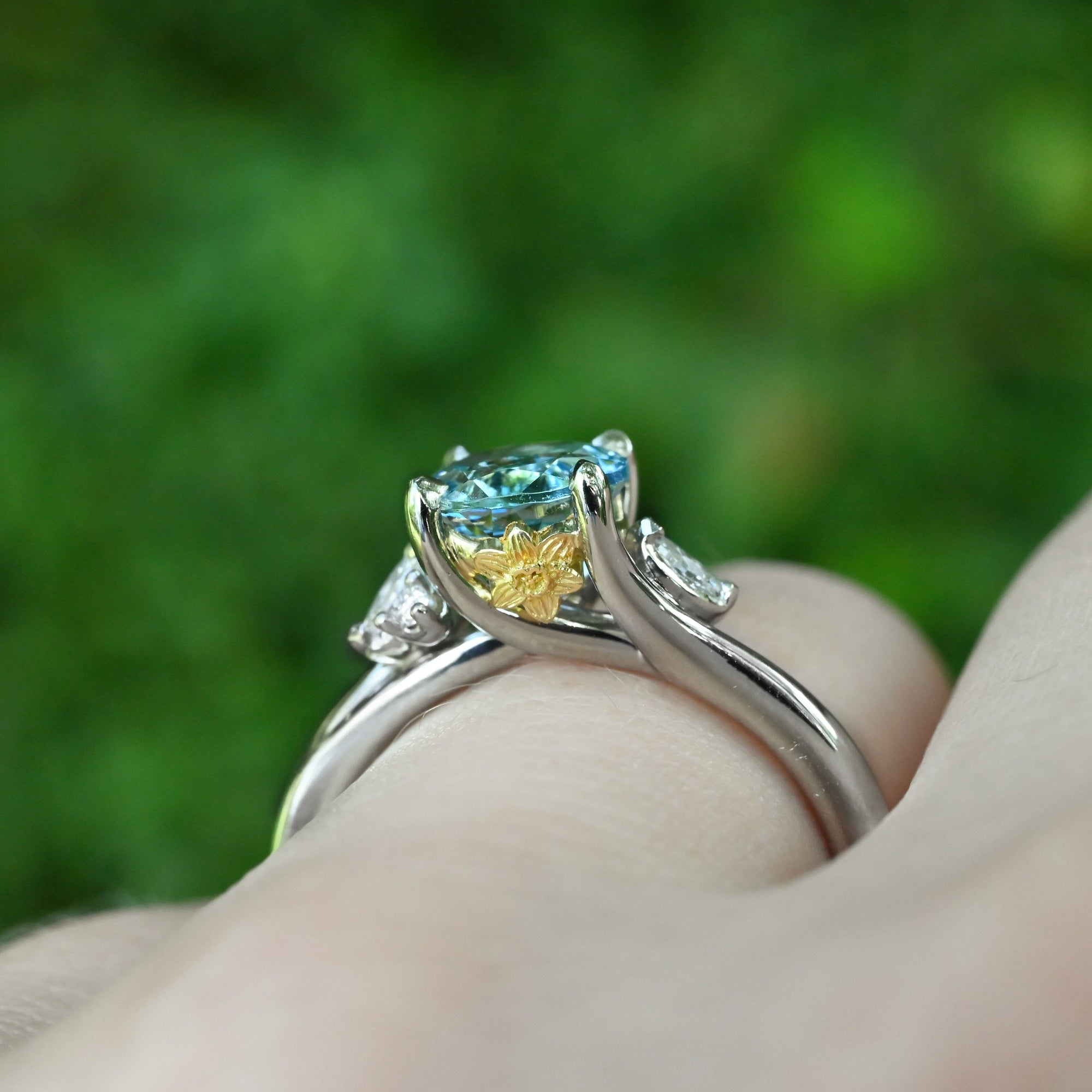 ‘Talia’ 1.06ct Aquamarine &amp; Diamond Platinum Ring Ring Jason Ree Design 