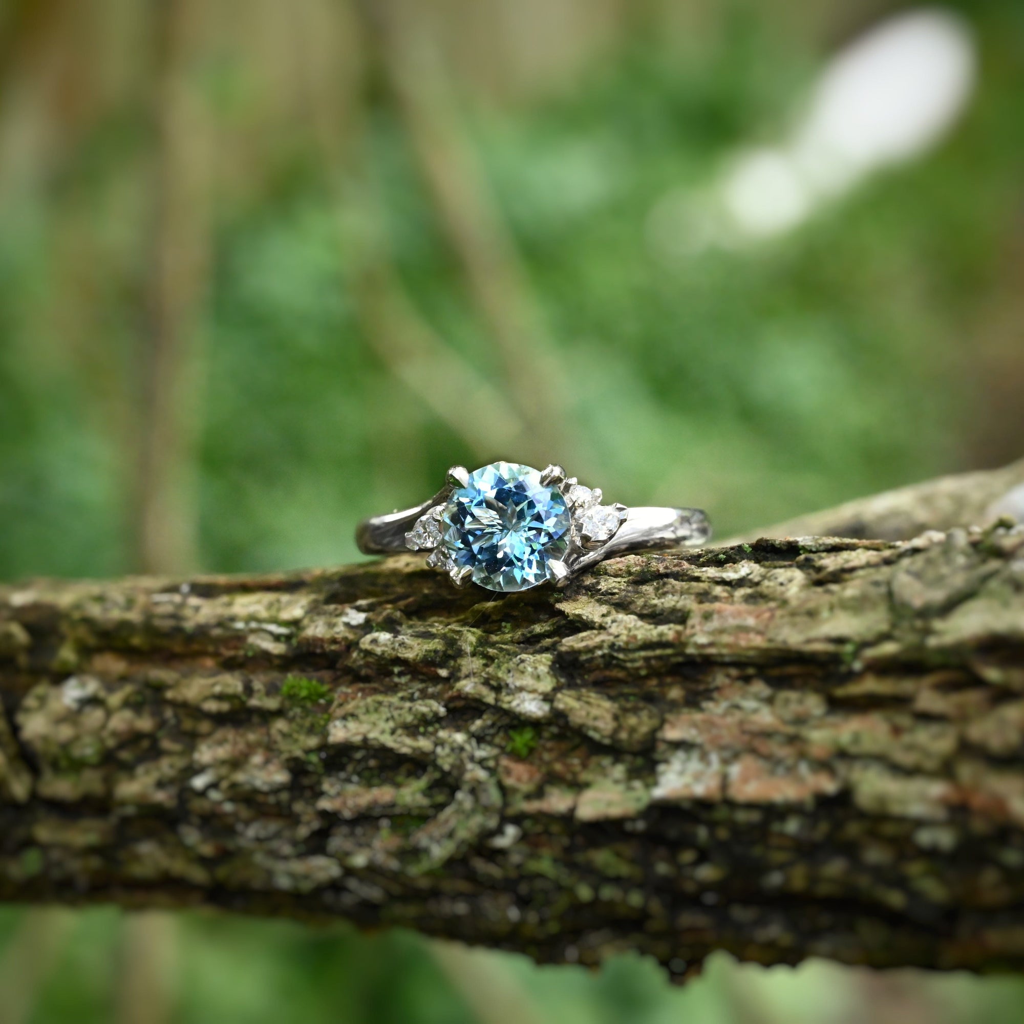 ‘Talia’ 1.06ct Aquamarine &amp; Diamond Platinum Ring Ring Jason Ree Design 