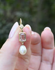 ‘Chevron’ Morganite Rose Gold & Pearl Earrings Earrings Jason Ree Design 