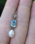 ‘Chevron’ Aquamarine White Gold Pearl drop Earrings Earrings Jason Ree Design 