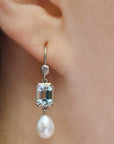 ‘Chevron’ Aquamarine White Gold Pearl drop Earrings Earrings Jason Ree Design 