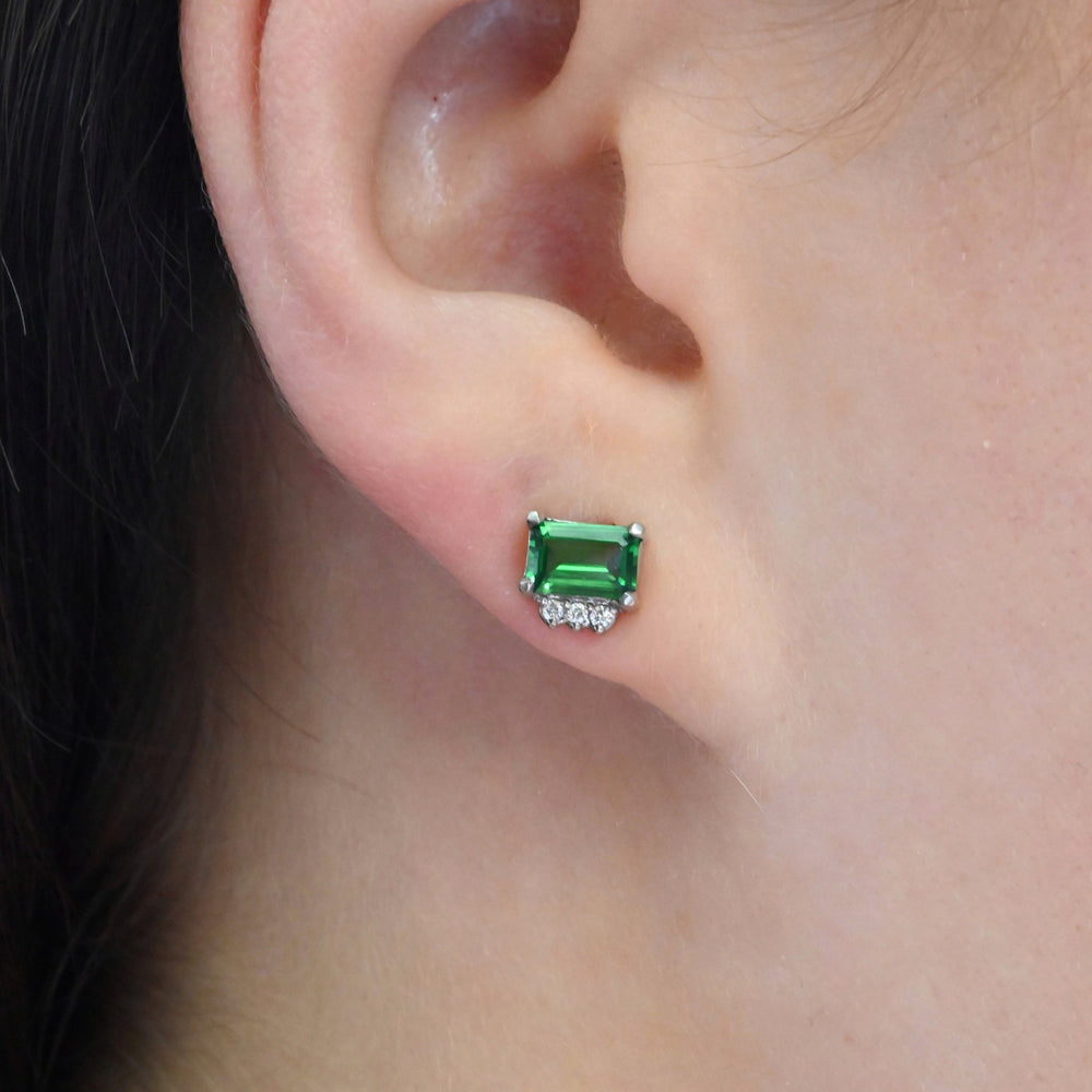 ‘Royce’ Tsavorite Garnet & Diamond Platinum Earrings Earrings Jason Ree Design 