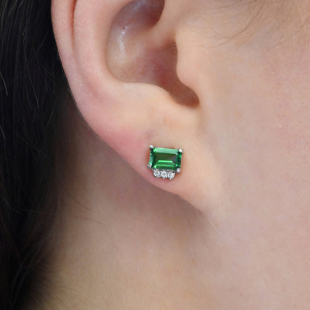 ‘Royce’ Tsavorite Garnet & Diamond Platinum Earrings Earrings Jason Ree Design 