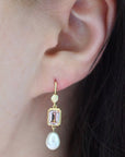 ‘Chevron’ Morganite Rose Gold & Pearl Earrings Earrings Jason Ree Design 