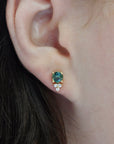 ‘Trinity’ Australian Green Sapphire & Diamond 18ct Yellow Gold Earrings Earrings Jason Ree Design 