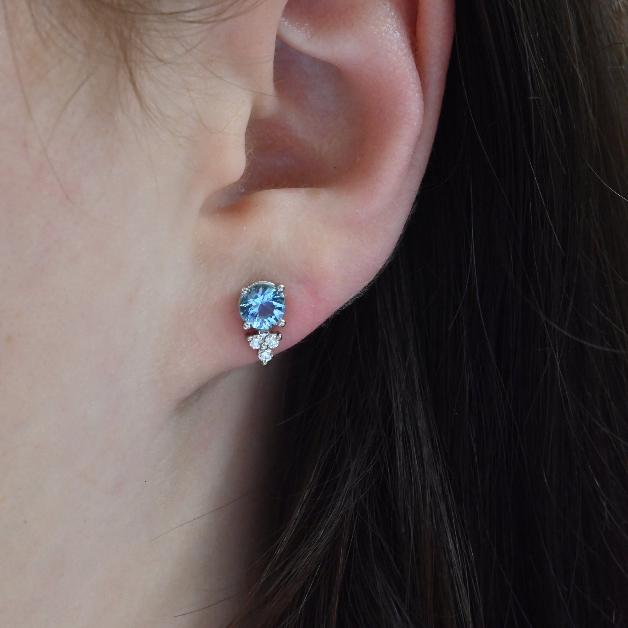 ‘Trinity’ Aquamarine & Diamond Platinum Earrings Earrings Jason Ree Design 