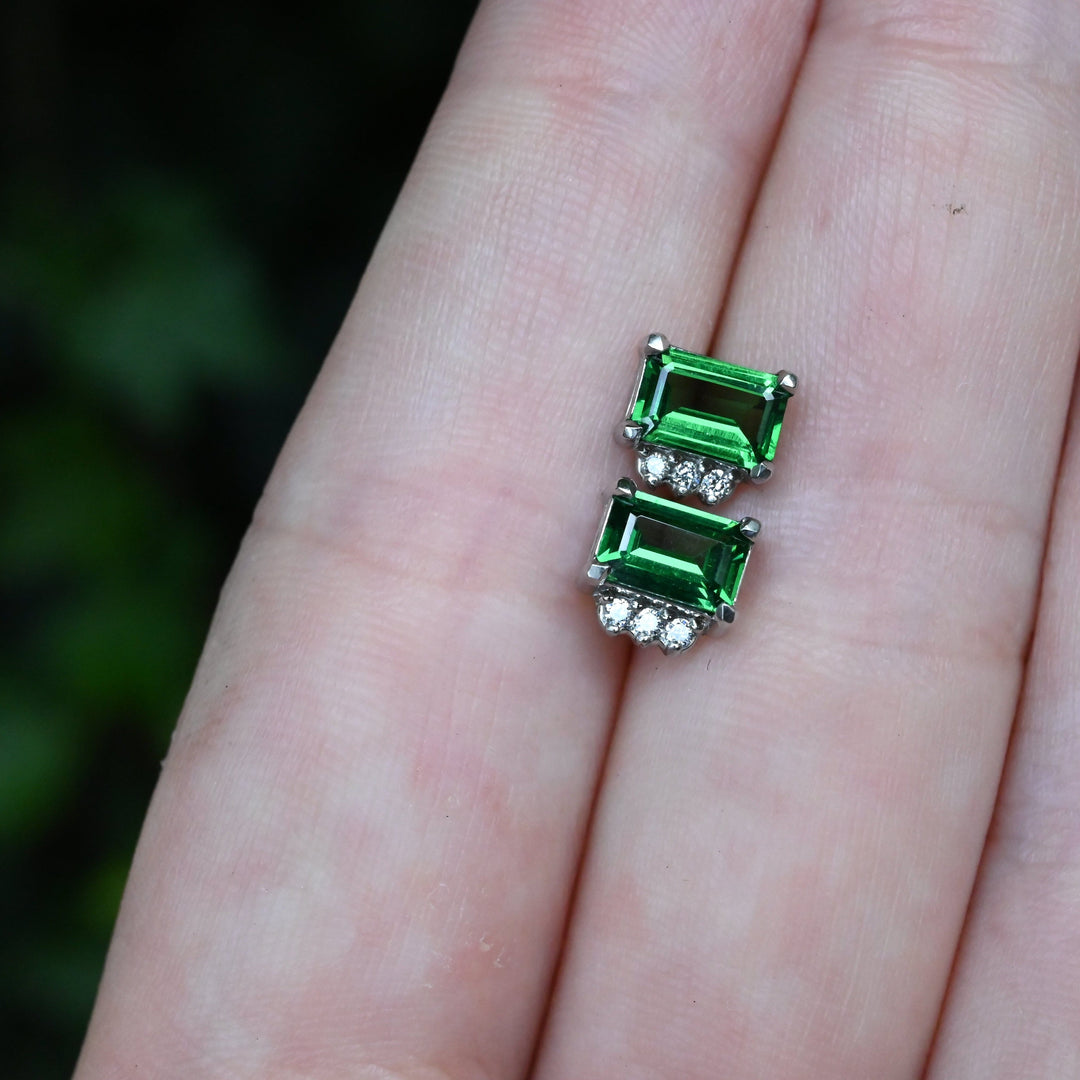 ‘Royce’ Tsavorite Garnet & Diamond Platinum Earrings Earrings Jason Ree Design 