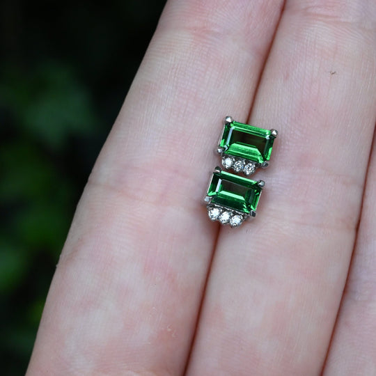‘Royce’ Tsavorite Garnet & Diamond Platinum Earrings Earrings Jason Ree Design 