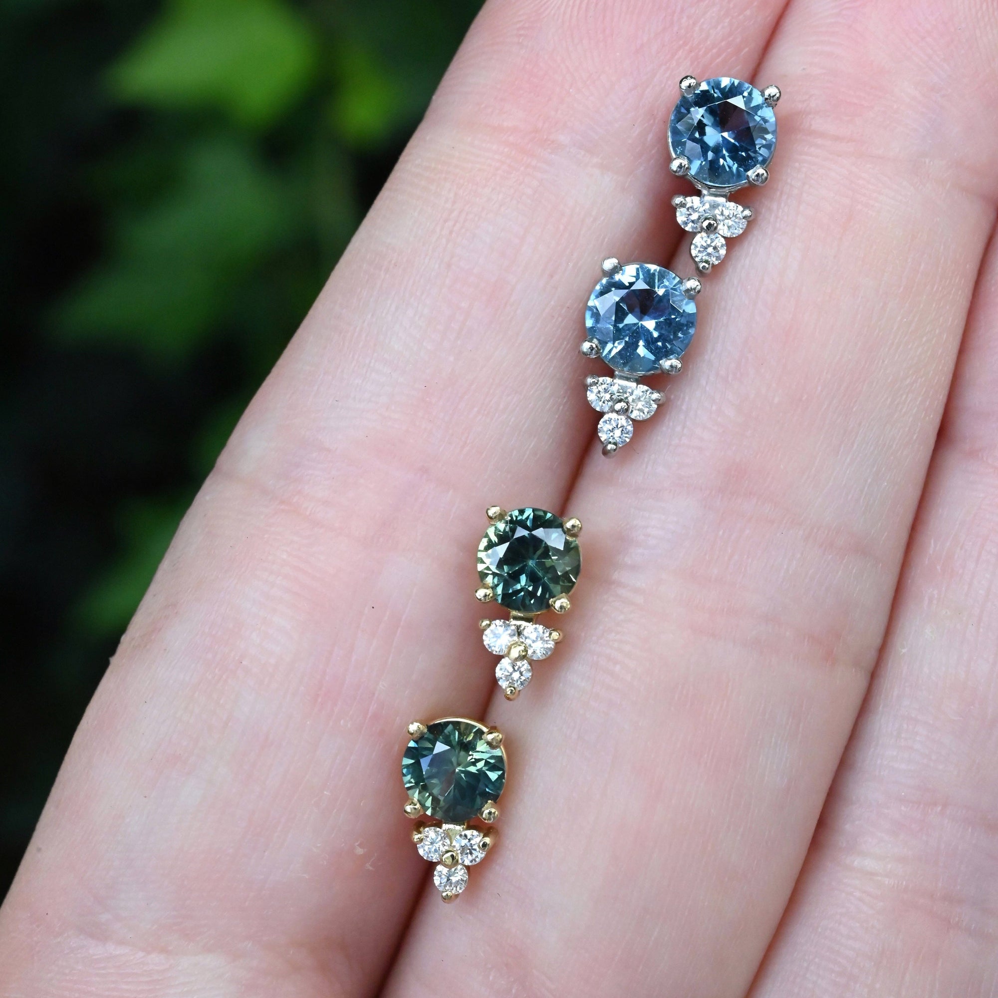 ‘Trinity’ Aquamarine & Diamond Platinum Earrings Earrings Jason Ree Design 