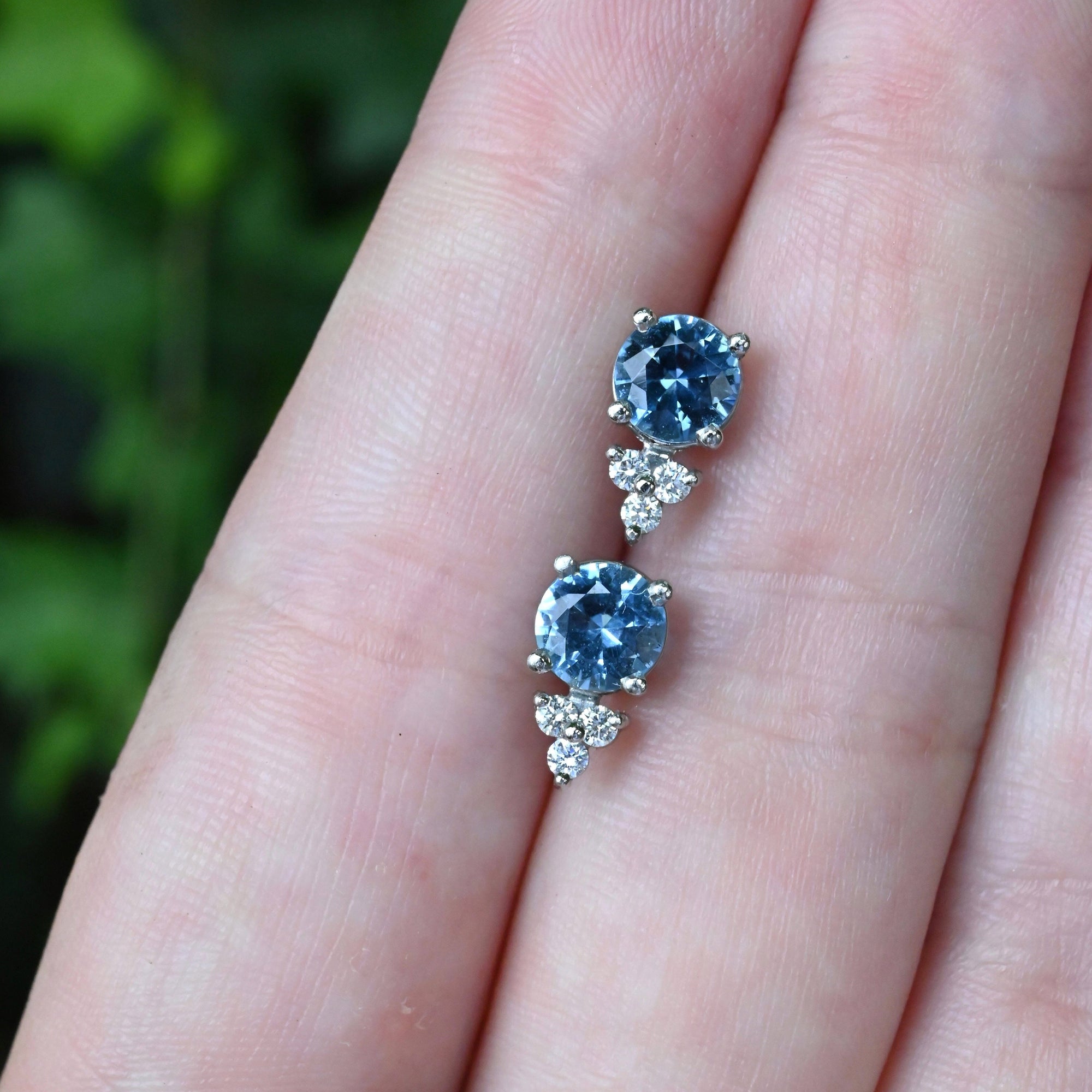 ‘Trinity’ Aquamarine & Diamond Platinum Earrings Earrings Jason Ree Design 