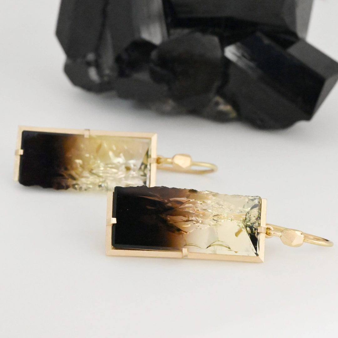 ‘Crevasse’ Yellow Gold Ombré Smokey Quartz Earrings Earrings Jason Ree Design 