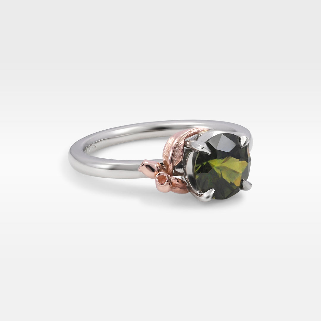 ‘Gumleaf’ Solitaire 1.23ct Australian Green/Bronze Sapphire Ring Ring Jason Ree Design 