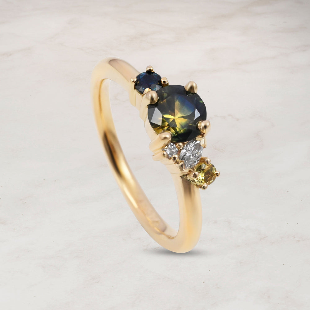 ‘Rockpool’ 0.59ct Australian Bi-colour Sapphire & Diamond 18ct Yellow Gold Ring 