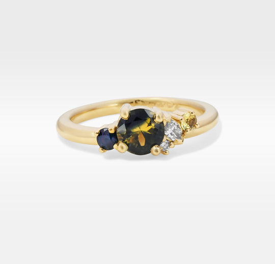 ‘Rockpool’ 0.59ct Australian Bi-colour Sapphire & Diamond 18ct Yellow Gold Ring Ring Jason Ree Design 