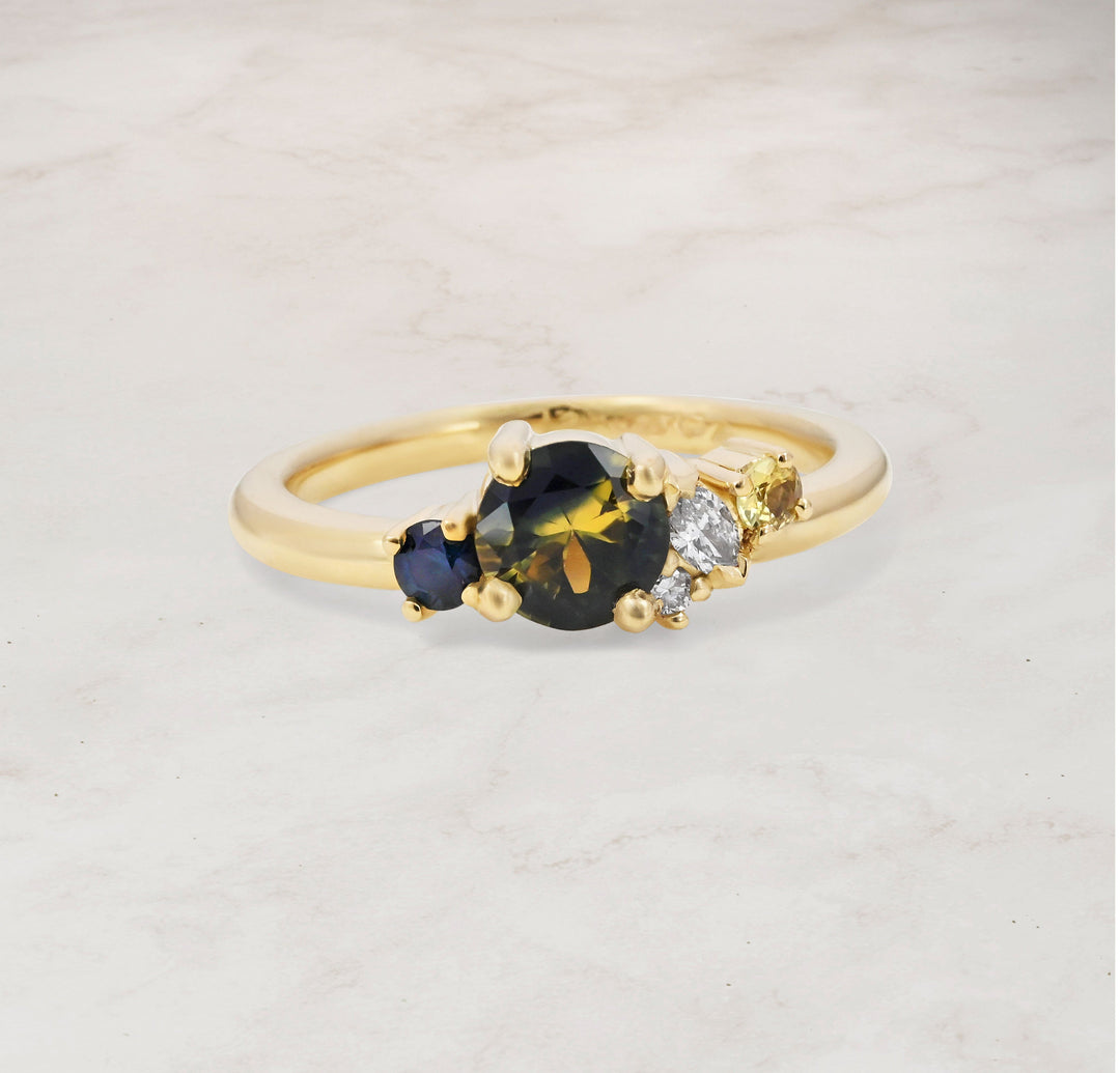 ‘Rockpool’ 0.59ct Australian Bi-colour Sapphire & Diamond 18ct Yellow Gold Ring 