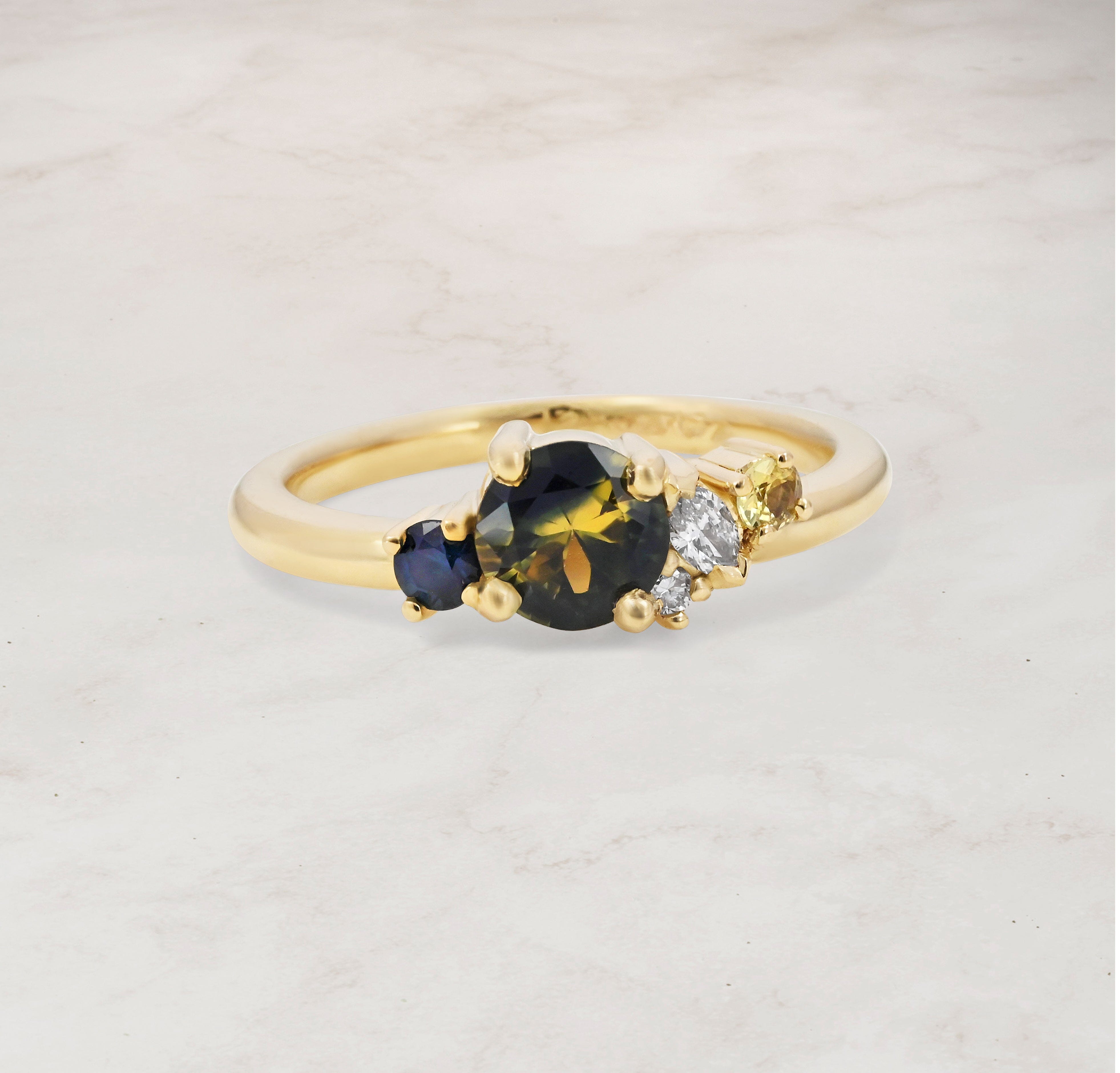 ‘Rockpool’ 0.59ct Australian Bi-colour Sapphire & Diamond 18ct Yellow Gold Ring 