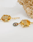 ‘Peak’ Citrine & Bronze Pearl Yellow Gold Earrings 