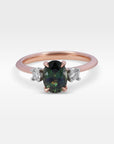 ‘Riverina’ 1.23ct Green Australian Sapphire & Diamond Rose Gold Ring Ring Jason Ree Design 
