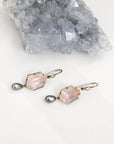 ‘Peak’ Rose Quartz & Silver Pearl White Gold Earrings