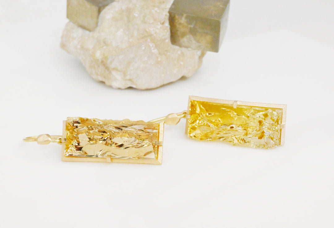 ‘Crevasse’ Yellow Gold Citrine Earrings Earrings Jason Ree Design 