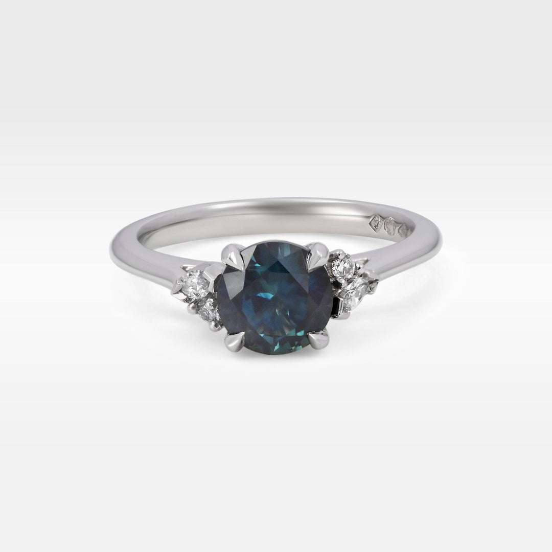 ‘Pia’ 1.19ct Teal Blue Australian Sapphire & Diamond Platinum Ring Ring Jason Ree Design 