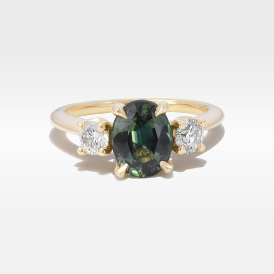 ‘Riverina’ 1.59ct Green Australian Sapphire & Diamond Yellow Gold Ring Ring Jason Ree Design 