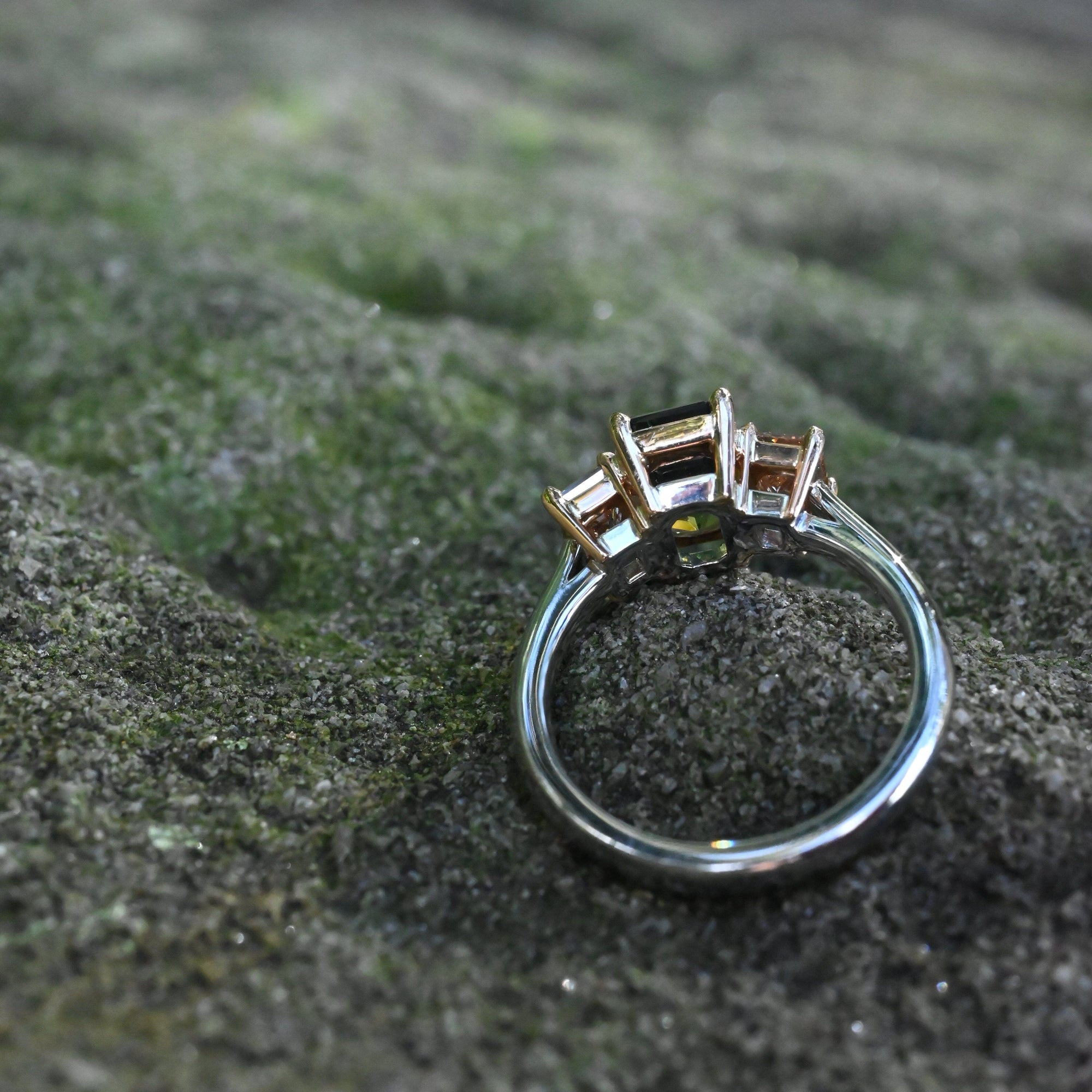 ‘Dryad’ 2.52ct Australian Green Sapphire &amp; Arglye Champagne Diamond Ring Ring Jason Ree Design 