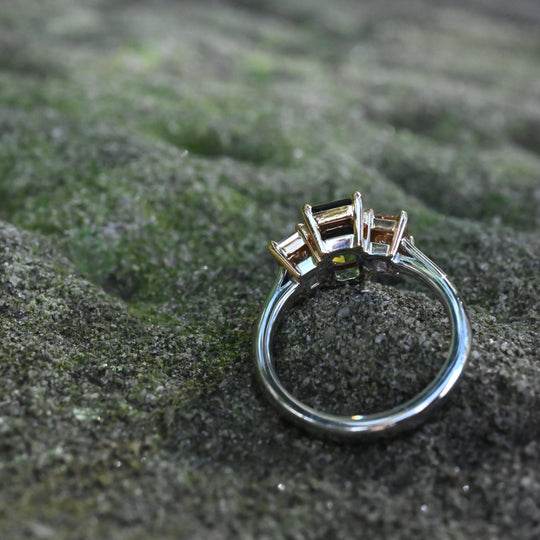 ‘Dryad’ 2.52ct Australian Green Sapphire & Arglye Champagne Diamond Ring Ring Jason Ree Design 