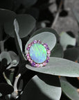 ‘Manuka Flower’ 5ct Black Opal, Purple Sapphire & Diamond Platinum Ring Ring Jason Ree Design 