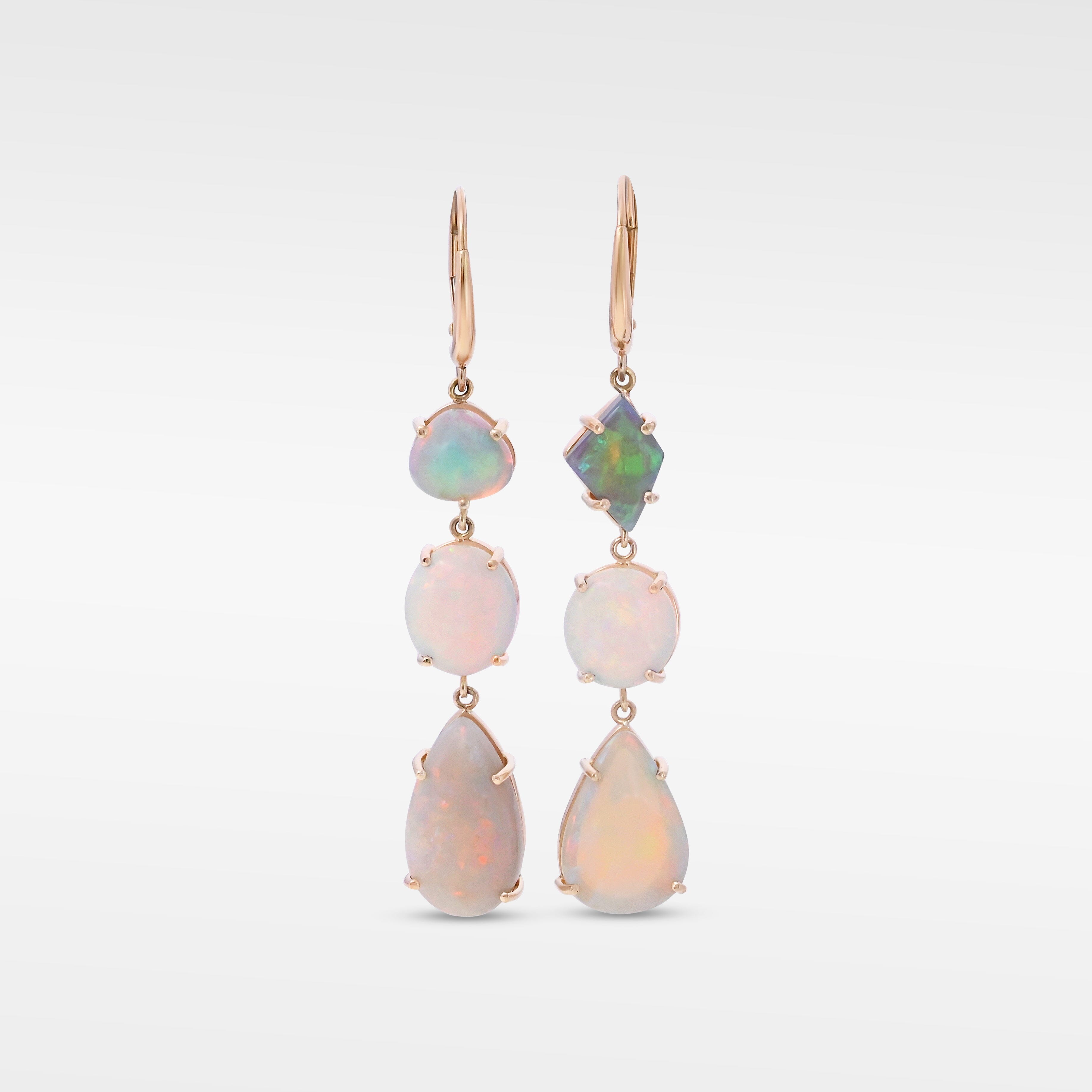 ‘Landslide’ Australian Crystal Opal Yellow Gold Earrings Earrings Jason Ree Design 