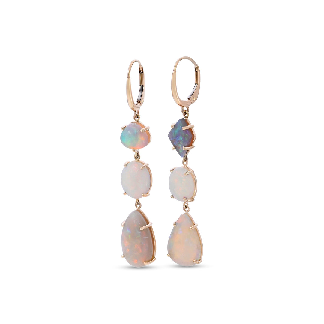 ‘Landslide’ Australian Crystal Opal Yellow Gold Earrings Earrings Jason Ree Design 