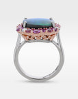 ‘Manuka Flower’ 5ct Black Opal, Purple Sapphire & Diamond Platinum Ring Ring Jason Ree Design 