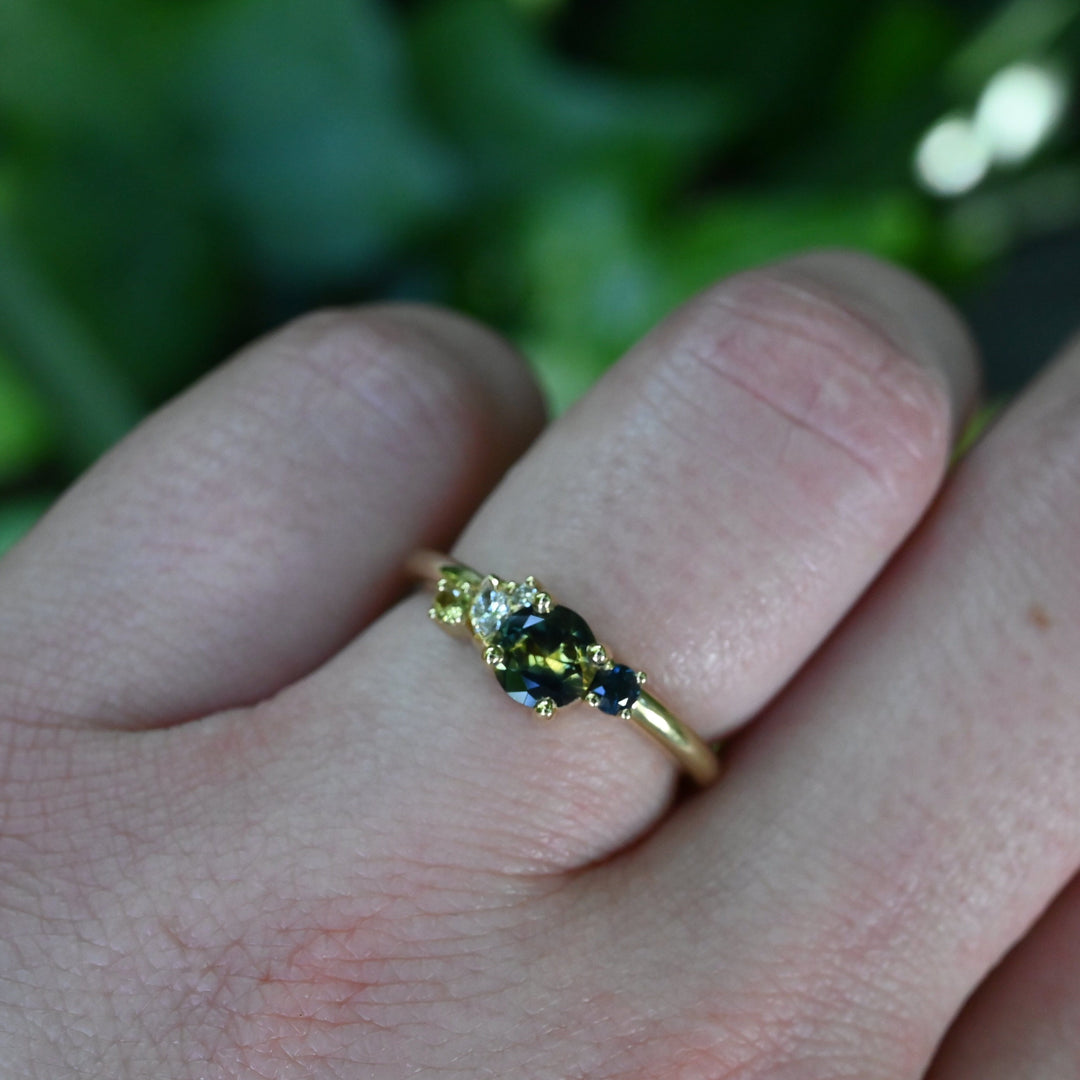 ‘Rockpool’ 0.59ct Australian Bi-colour Sapphire & Diamond 18ct Yellow Gold Ring Ring Jason Ree Design 