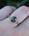 ‘Gumleaf Lily’ 1.40ct Oval-cut Australian Parti Sapphire & Diamond Ring 