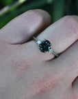 ‘Riverina’ 1.32ct Oval-cut Bright Teal Australian Sapphire & Diamond Platinum Ring Ring Jason Ree Design 