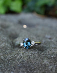 ‘Riverina’ 1.32ct Oval-cut Bright Teal Australian Sapphire & Diamond Platinum Ring Ring Jason Ree Design 