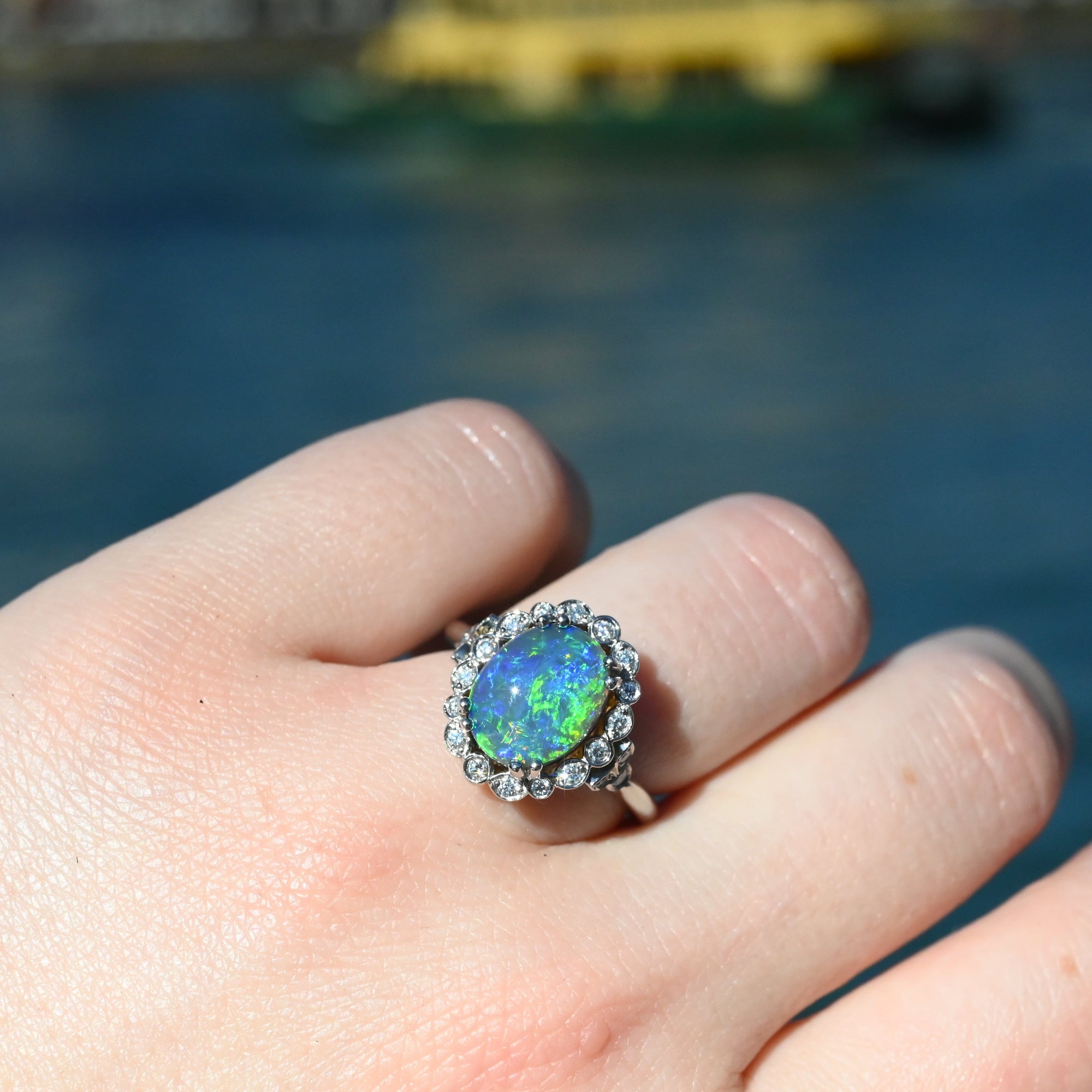 ‘Venetia’ 2.57ct Black Opal & Diamond Platinum & 22ct Gold Ring Ring Jason Ree Design 
