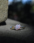 ‘Purple Haze’ 0.80ct Black Opal & Diamond Yellow Gold Ring Ring Jason Ree Design 