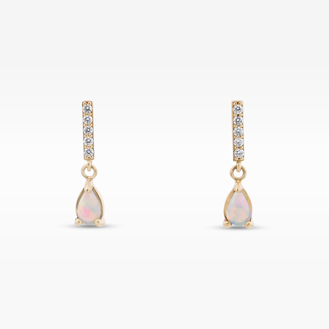 ‘Isabeau’ Crystal Opal & Diamond Yellow Gold Earrings Earrings Jason Ree Design 