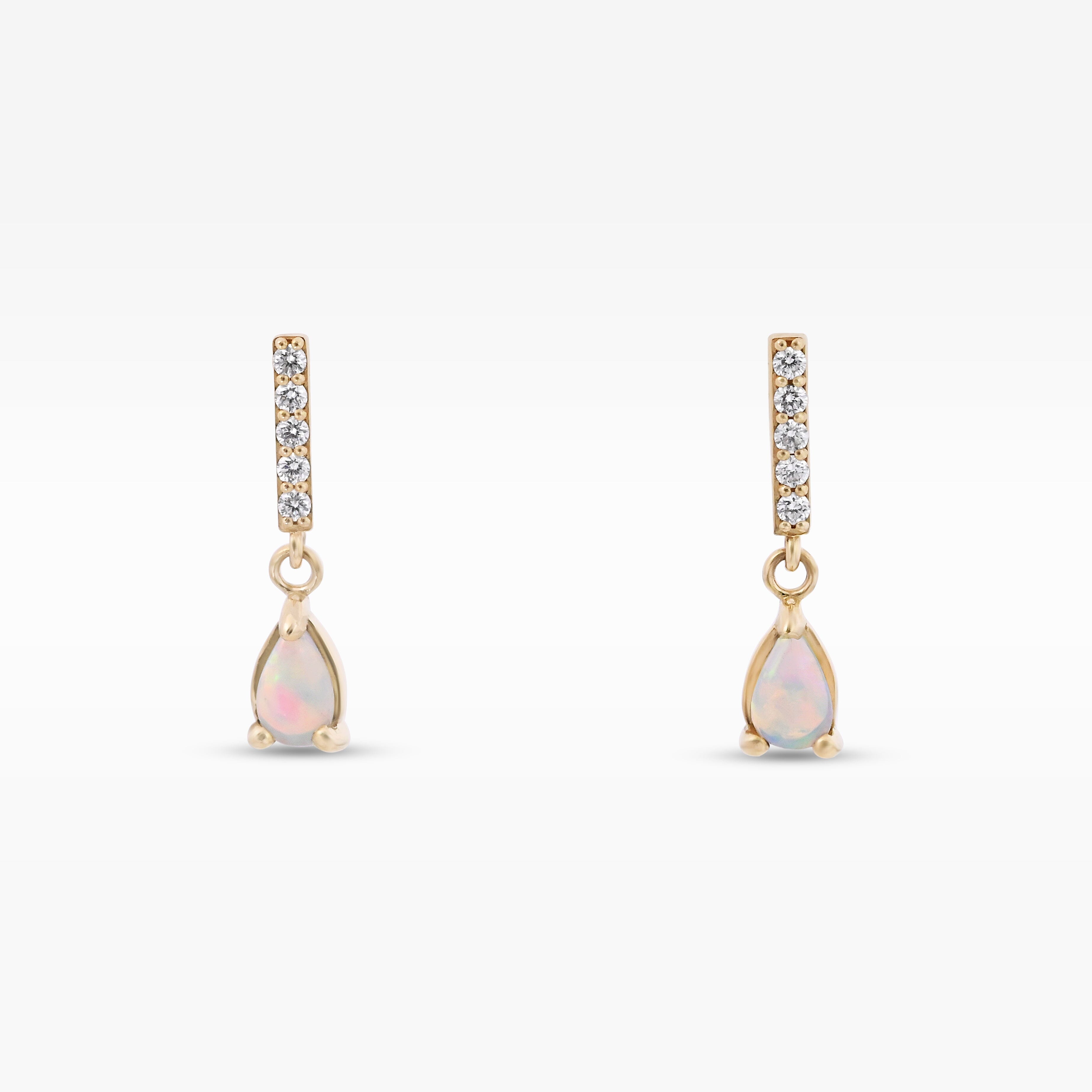 ‘Isabeau’ Crystal Opal & Diamond Yellow Gold Earrings Earrings Jason Ree Design 