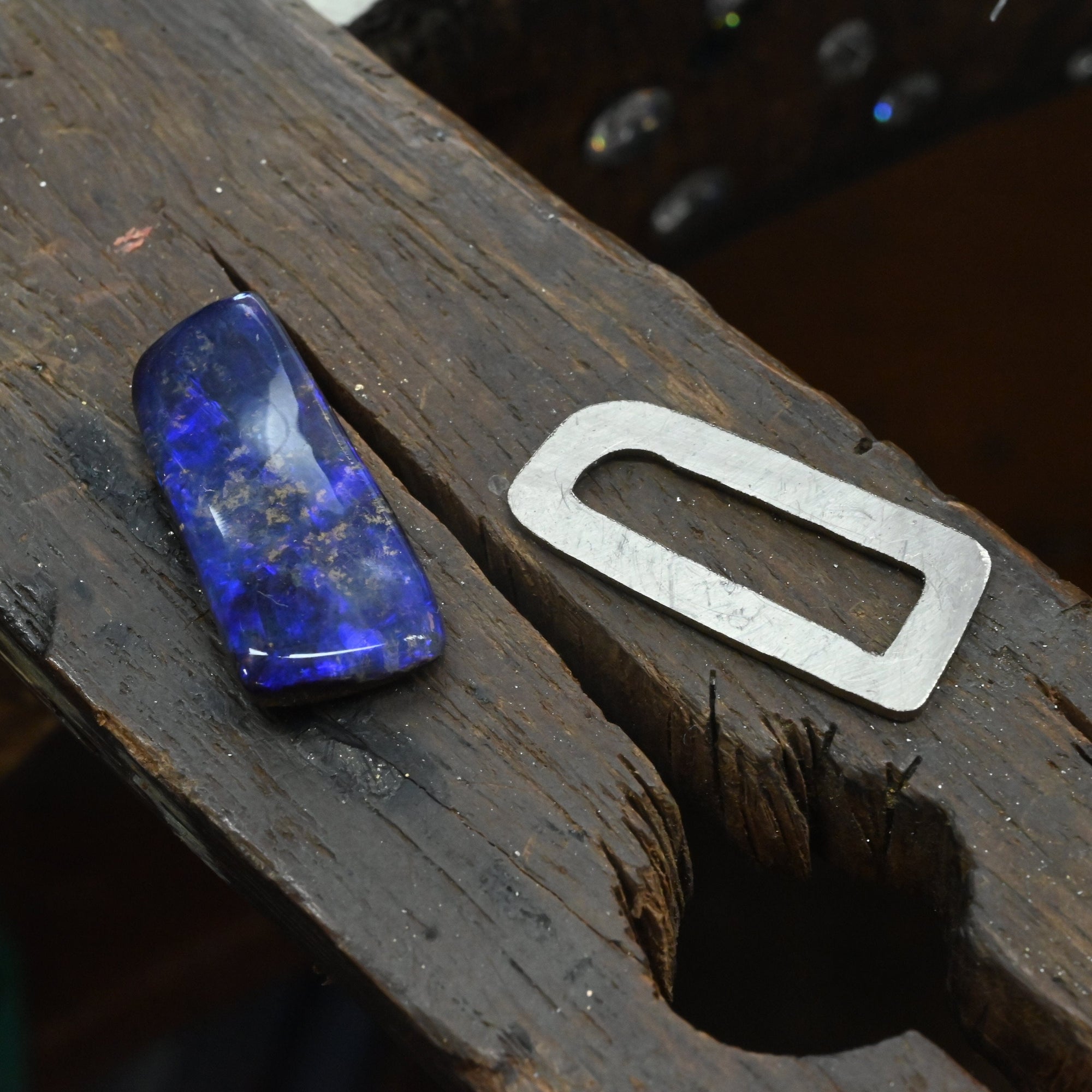 ‘Rhapsody’ 8.14ct Blue Violet Boulder Opal White Gold Necklace Necklace Jason Ree Design 