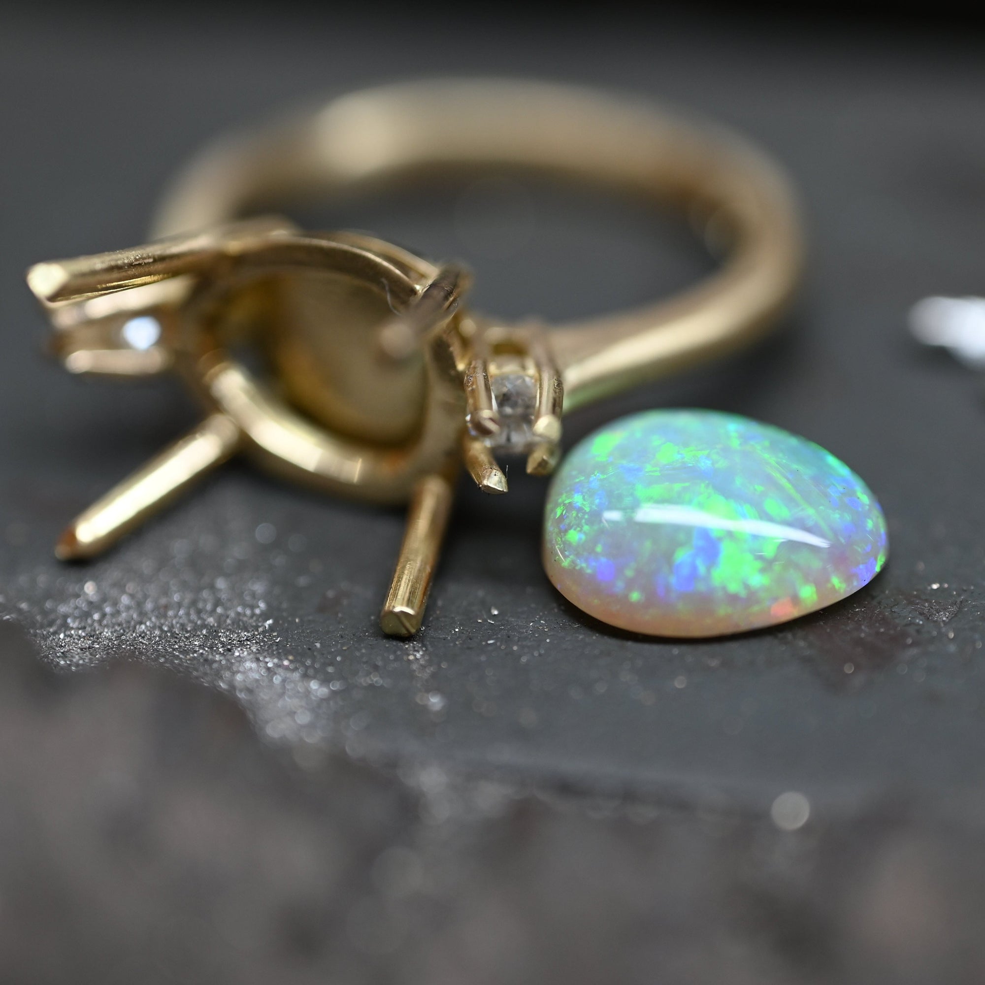 ‘Nimbus’ 1.98ct Crystal Opal &amp; Diamond Gold Ring Ring Jason Ree Design 