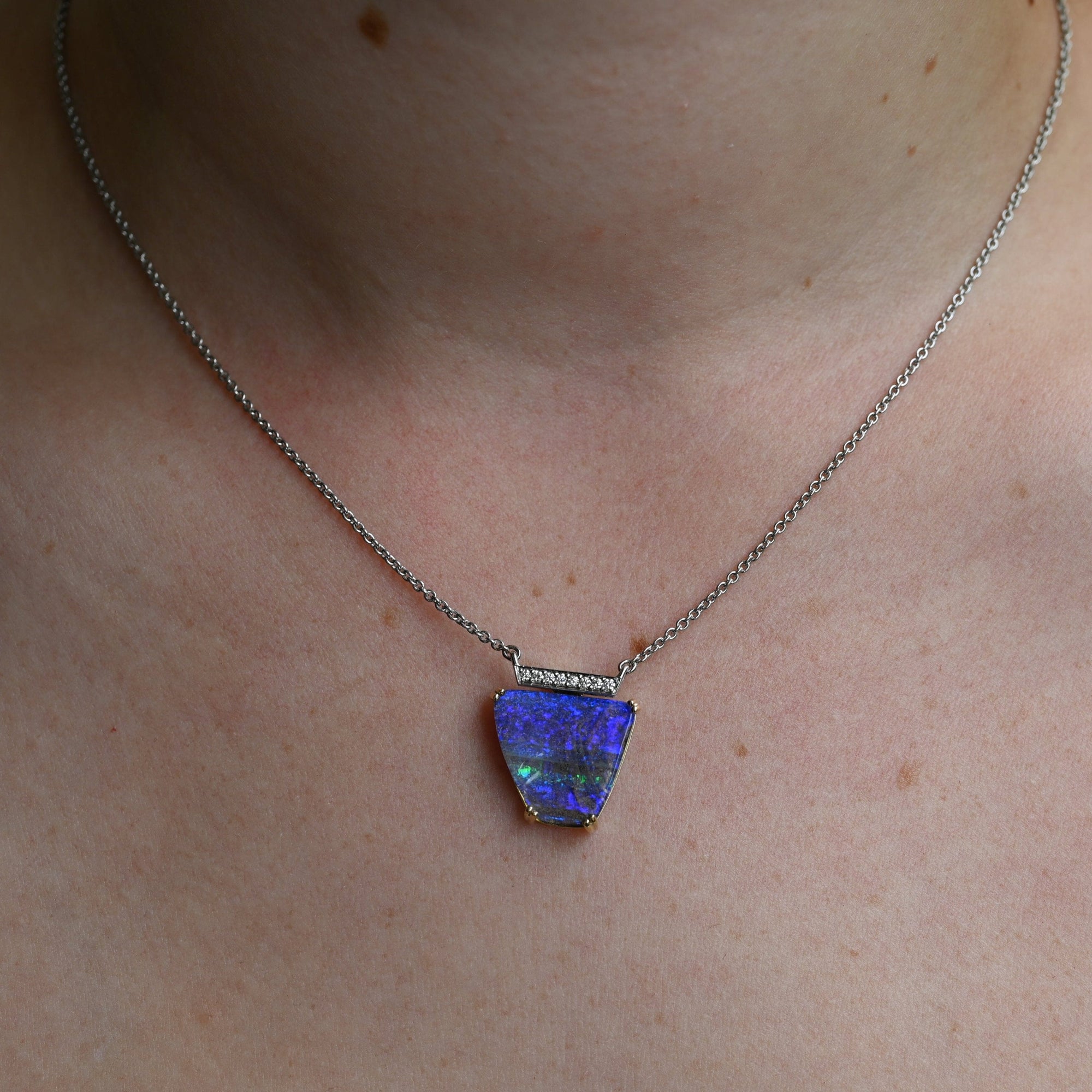 ‘Despina’ 7.1ct Australian Boulder Opal & Diamond 18ct Necklace Necklace Jason Ree Design 