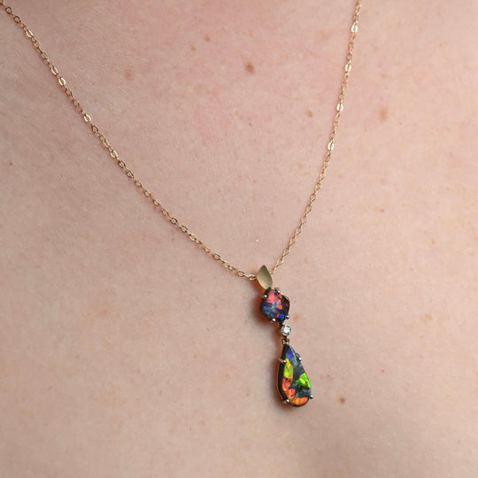 ‘Kaleidoscope’ 3.08cts Australian Boulder Opal Gold Necklace Necklace Jason Ree Design 