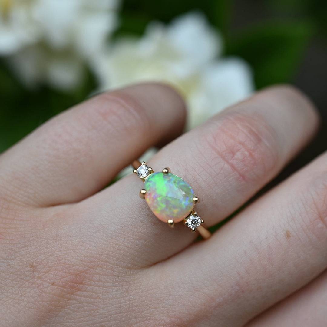 ‘Nimbus’ 1.98ct Crystal Opal & Diamond Gold Ring Ring Jason Ree Design 