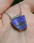 ‘Despina’ 7.1ct Australian Boulder Opal & Diamond Necklace Necklace Jason Ree Design 