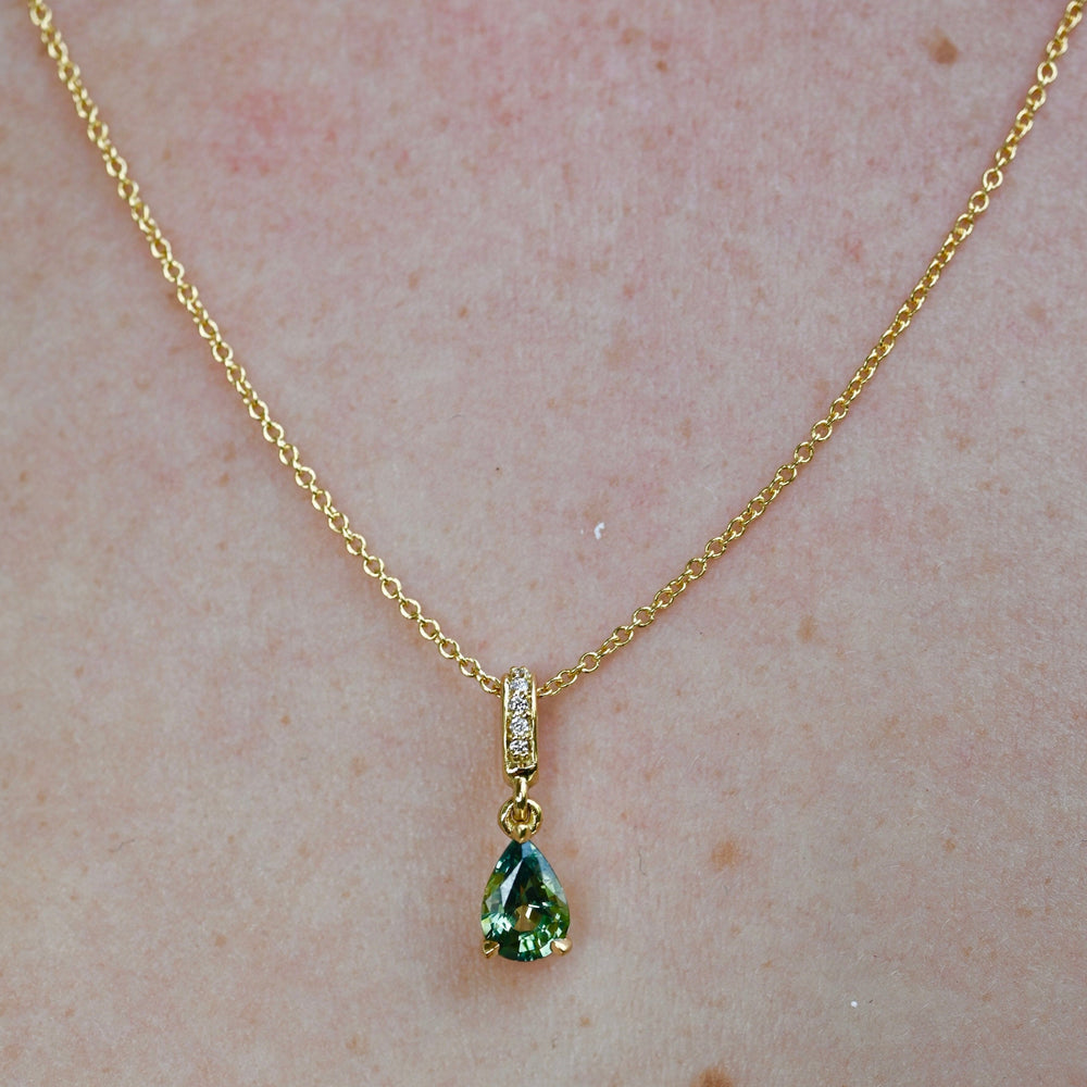 ‘Isabeau’ 0.77ct Green Australian Sapphire 18ct Gold Necklace Necklace Jason Ree Design 