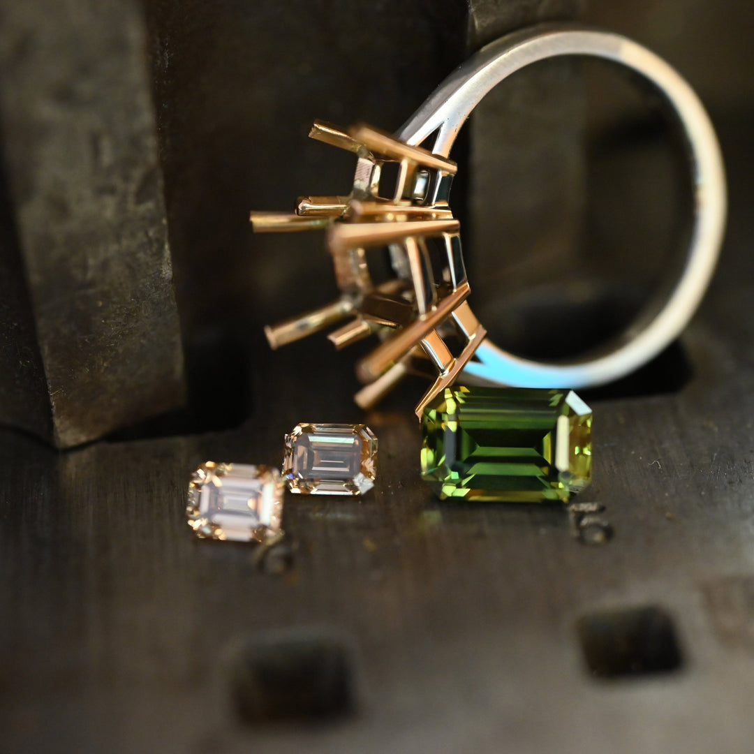 ‘Dryad’ 2.52ct Australian Green Sapphire & Arglye Diamond Ring Ring Jason Ree Design 