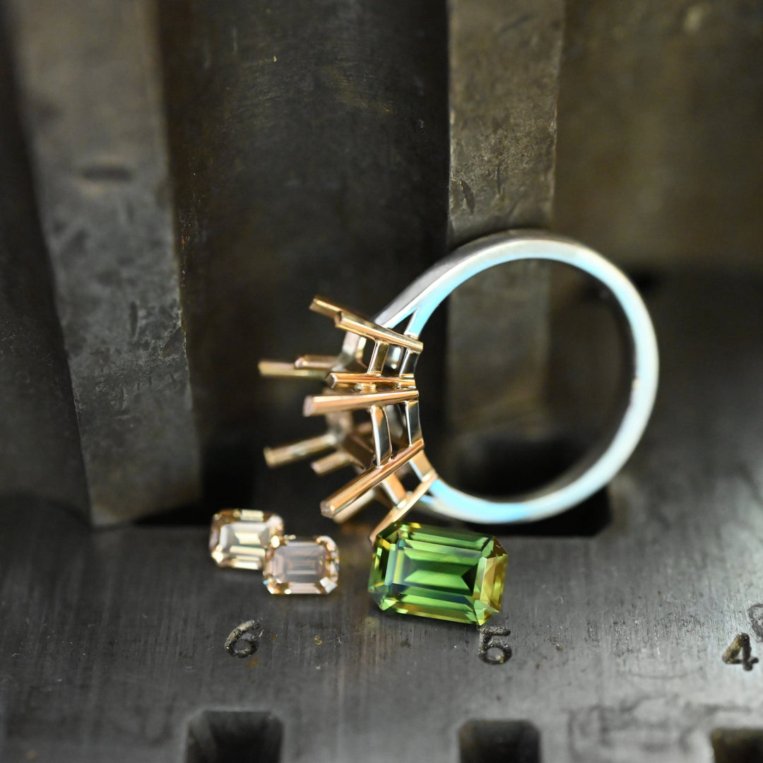 ‘Dryad’ 2.52ct Australian Green Sapphire & Arglye Diamond Ring Ring Jason Ree Design 