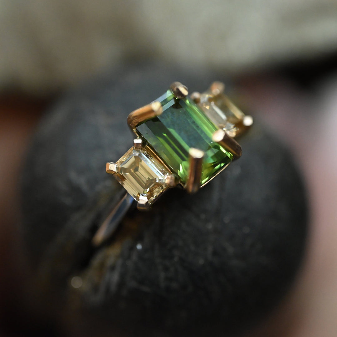 ‘Dryad’ 2.52ct Australian Green Sapphire & Arglye Diamond Ring Ring Jason Ree Design 